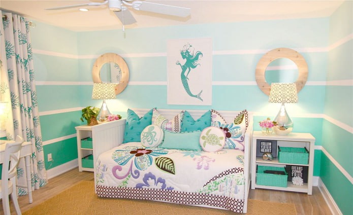chambre d'enfant bleu-turquoise