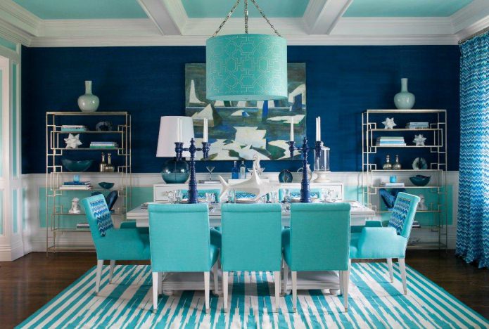 salle à manger bleu-turquoise