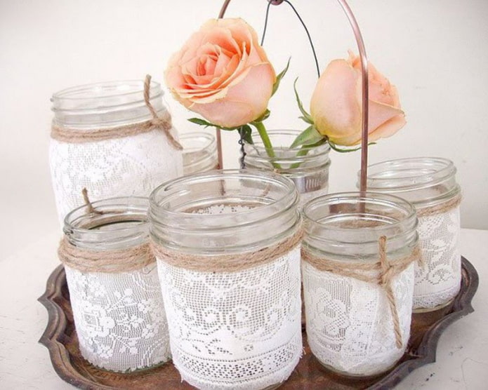 Candlesticks with lace