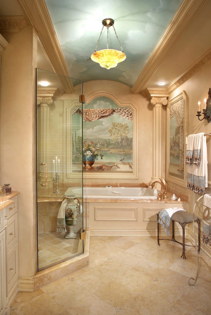 fresque dans la salle de bain