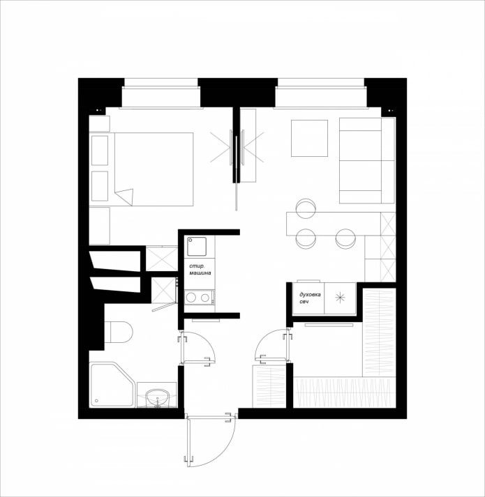 Appartement de deux pièces à partir d'un appartement d'une pièce