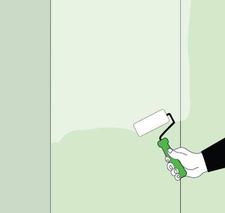 application de la colle sur le mur
