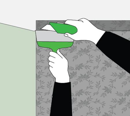découpe de papier peint au plafond