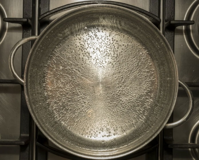 water in a saucepan