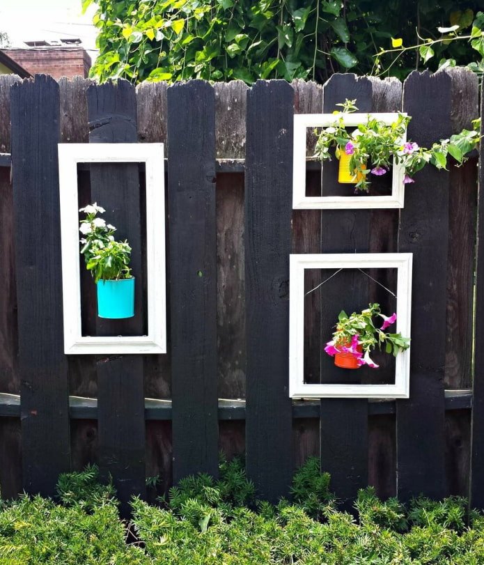 Pots de fleurs dans des cadres