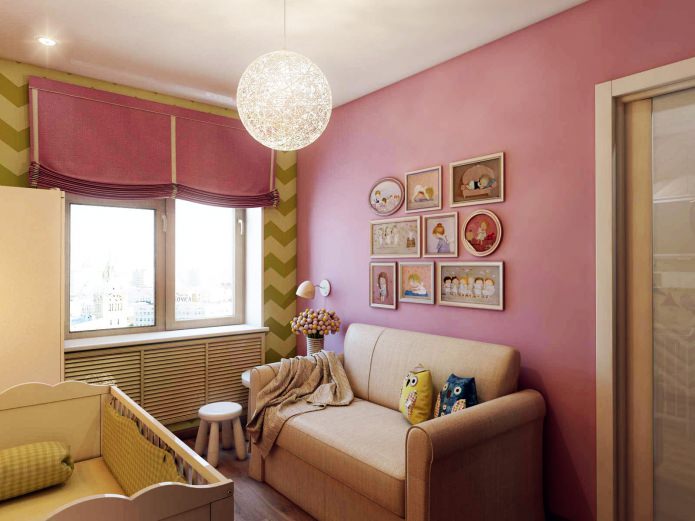 conception d'une chambre d'enfant pour un nouveau-né de 8,4 m².