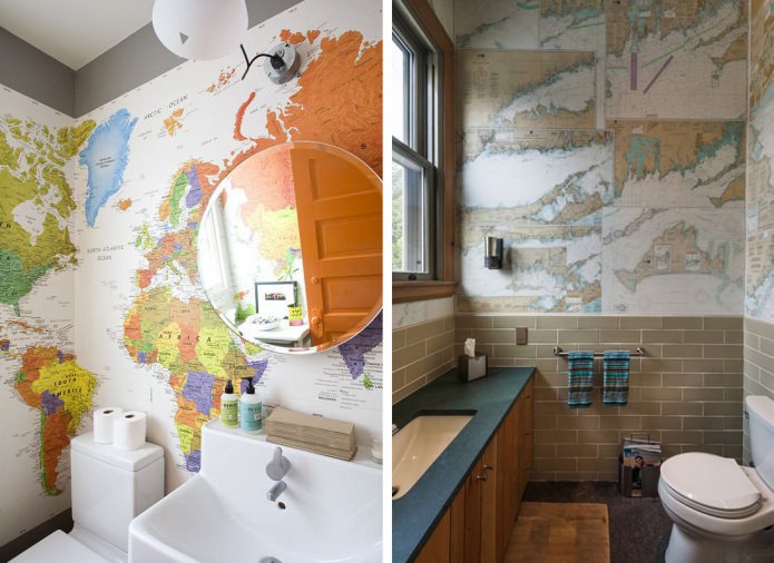 carte dans la salle de bain