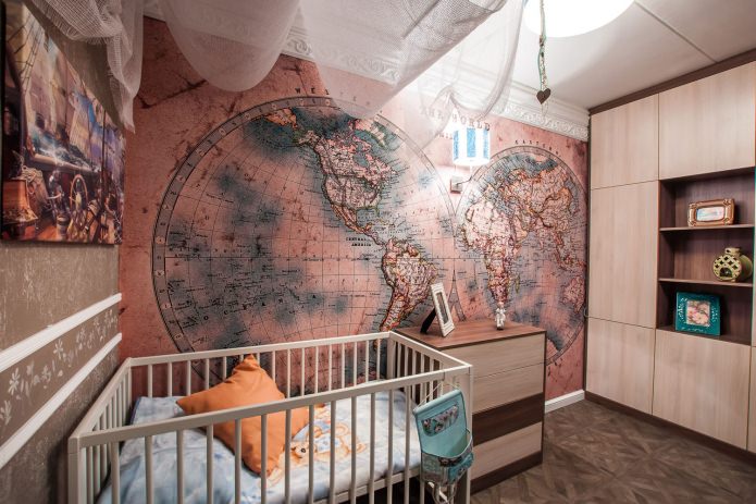 carte du monde à l'intérieur Chambre d'enfant