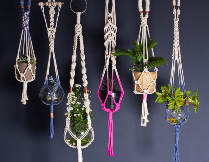 Jardinières en macramé