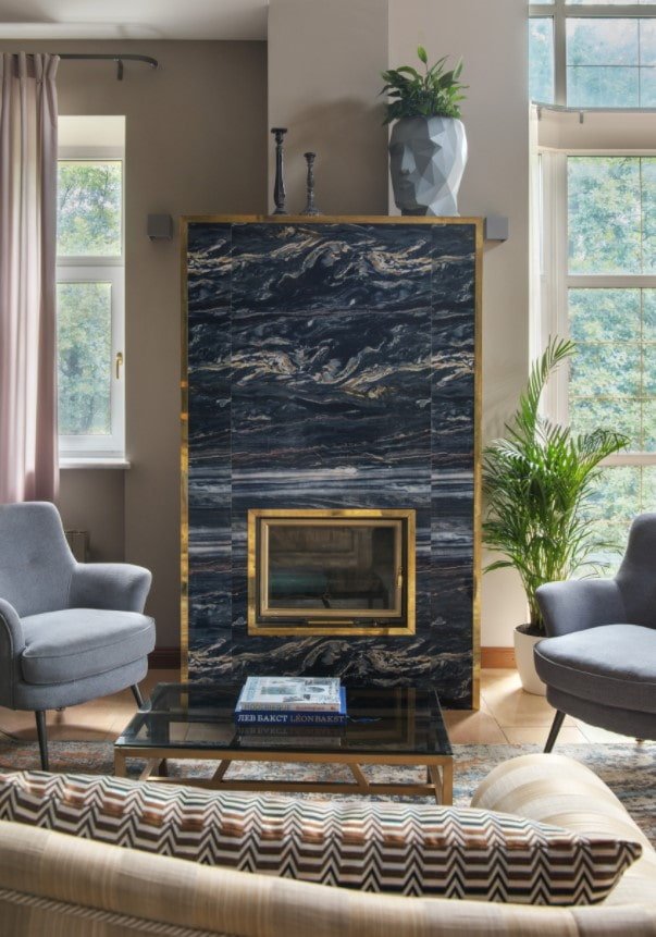 décoration de cheminée en grès cérame