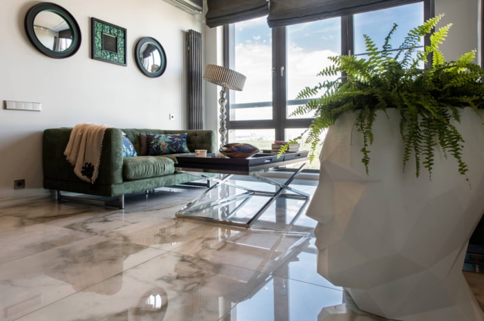 carreaux de porcelaine brillants à l'intérieur