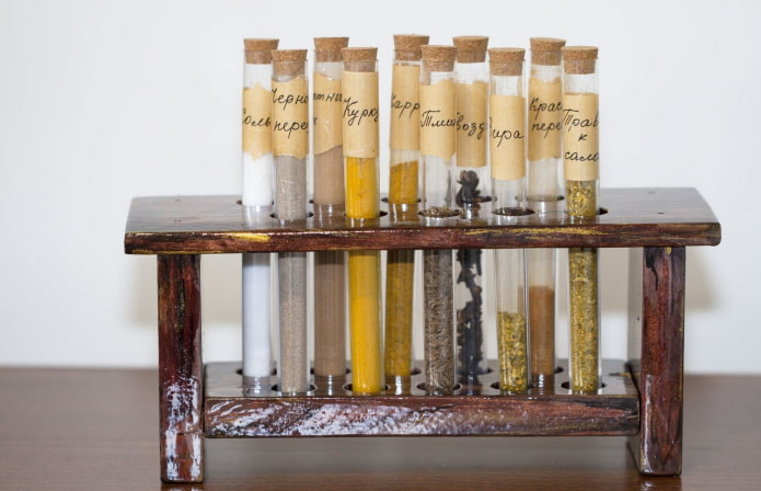 Épices en tubes à essai