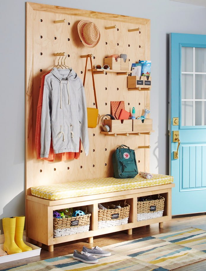 pegboard in the hallway