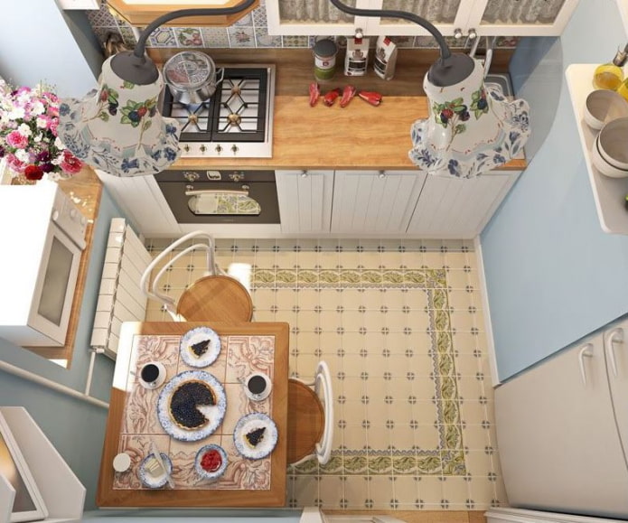 Vue de dessus de la cuisine