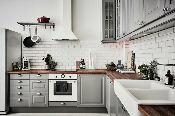 maçonnerie dans la cuisine de style scandinave