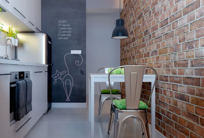 maçonnerie dans une cuisine de style loft