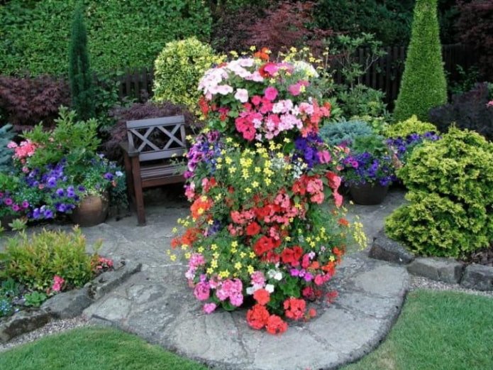 parterre de fleurs vertical à plusieurs niveaux