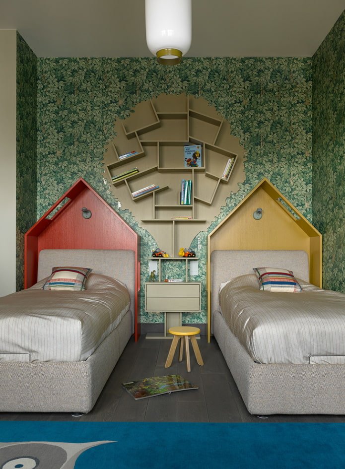 Étagères à livres à l'intérieur d'une chambre d'enfant