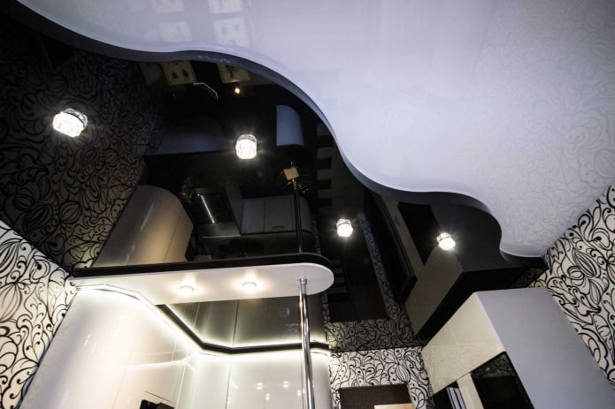 Structure de plafond tendu noir et blanc