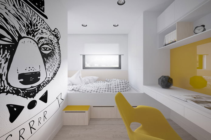 Chambre d'adolescente de style high-tech