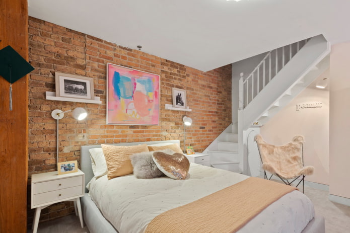 Intérieur d'une chambre d'adolescente de style loft