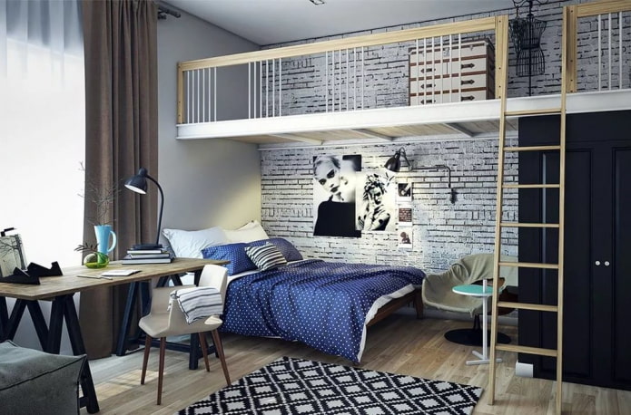 Chambre pour adolescente style loft