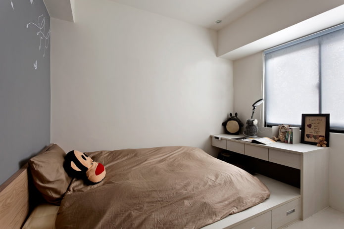 Chambre d'adolescente de style minimaliste