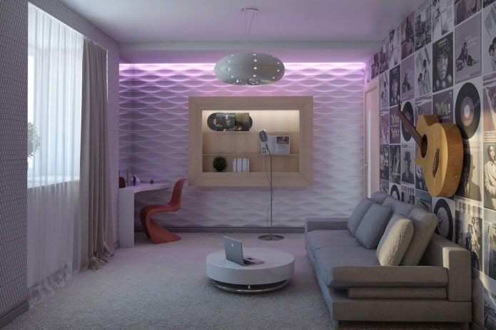 Chambre d'adolescente de style high-tech