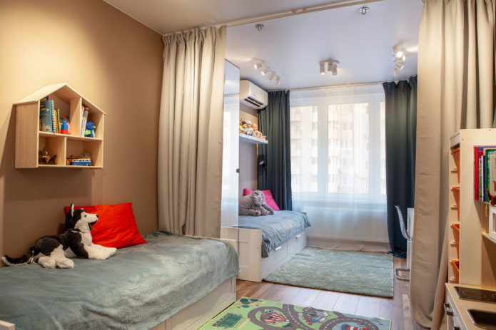 zoning a bedroom for two girls