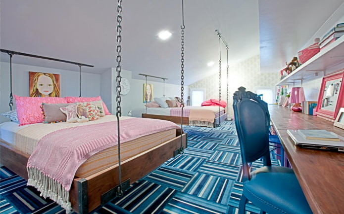 conception de chambre à coucher pour deux filles