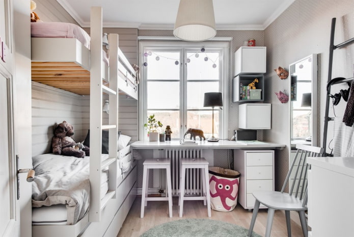 Chambre pour deux filles de style scandinave