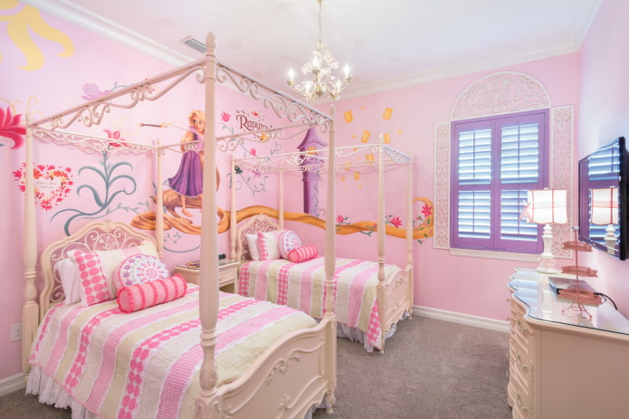 conception de chambre à coucher pour deux filles