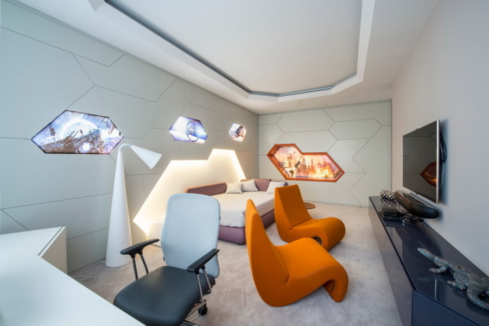 chambre d'adolescent de style hi-tech