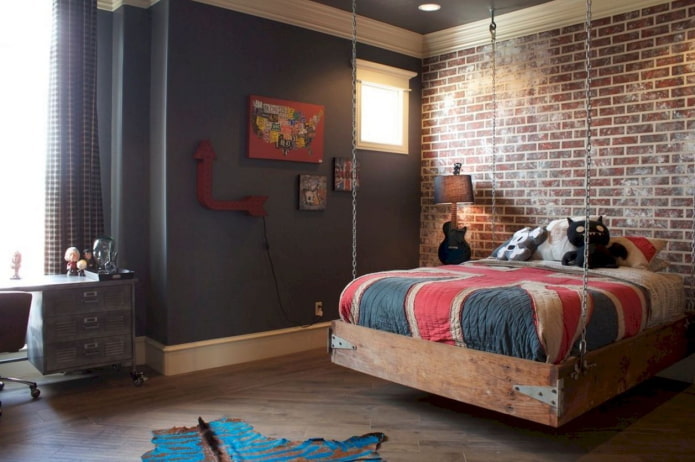 Intérieur d'une chambre d'adolescent de style loft