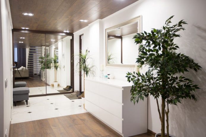 Commode avec miroir à l'intérieur du couloir