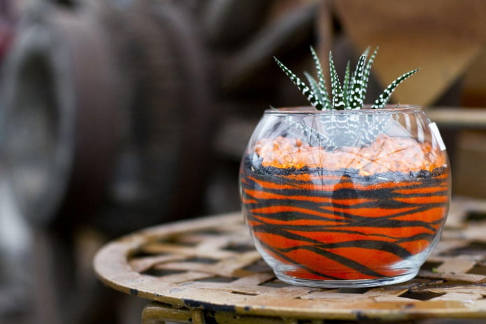 pot with colorful sand