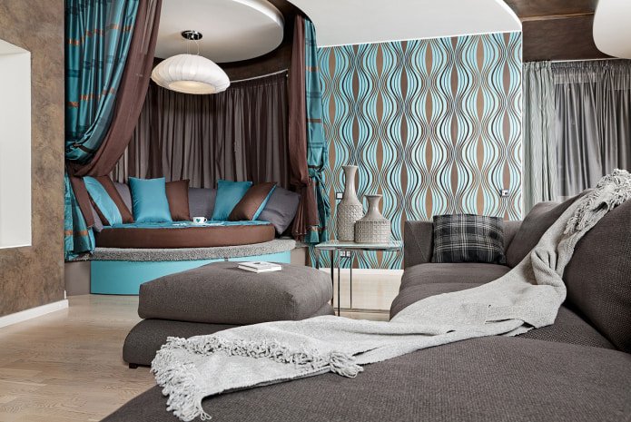 marron et turquoise à l'intérieur