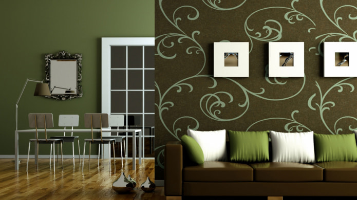 marron et vert à l'intérieur