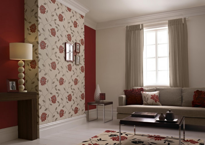 papier peint marron-rouge