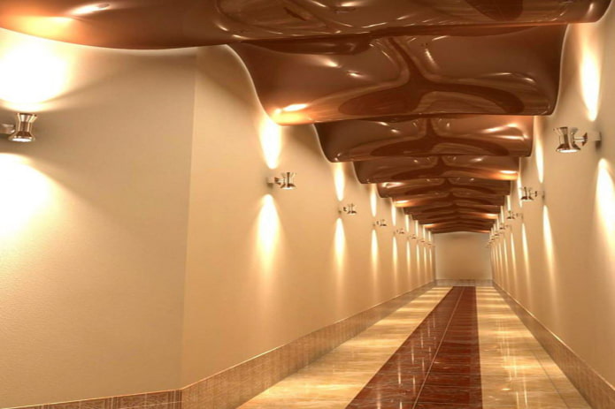 structure de plafond marron en forme de vague