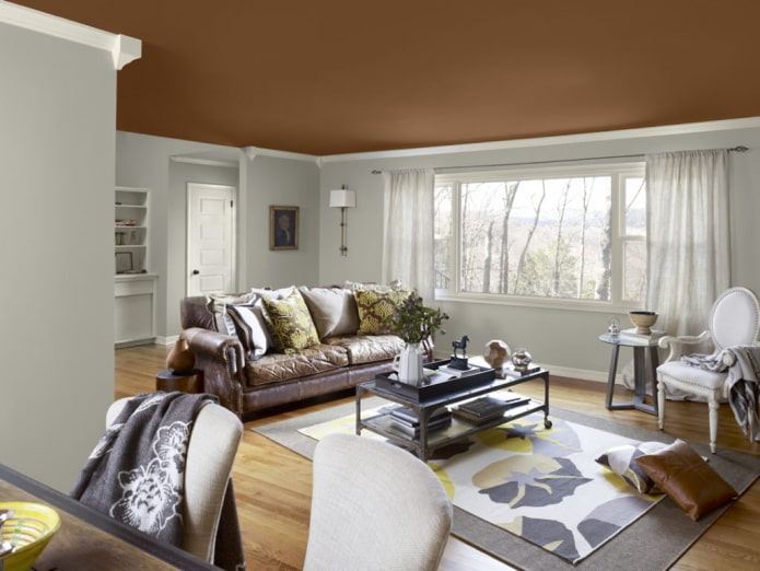Structure de plafond marron dans le salon