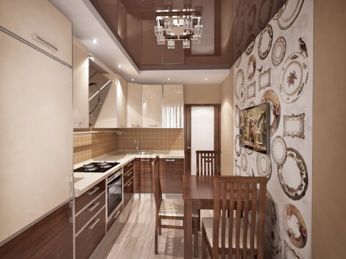 Structure de plafond marron dans la cuisine