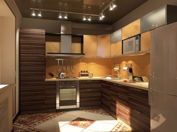 Structure de plafond marron dans la cuisine