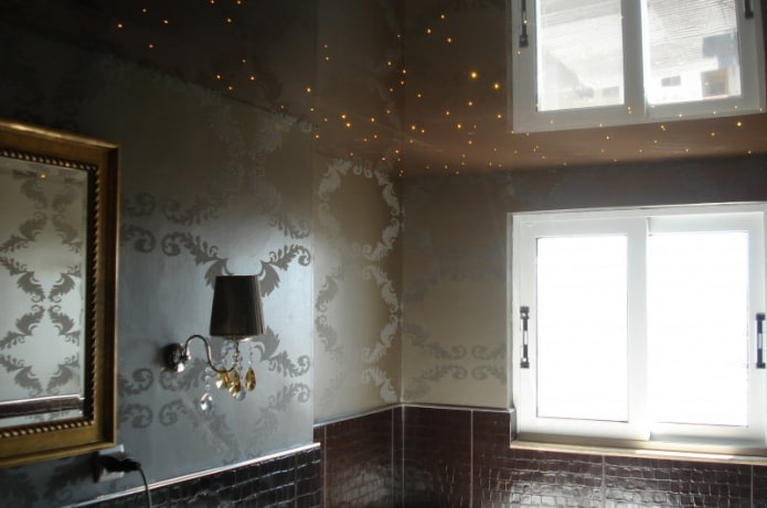plafond tendu marron à paillettes