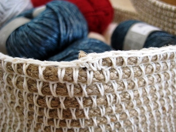 crochet jute basket