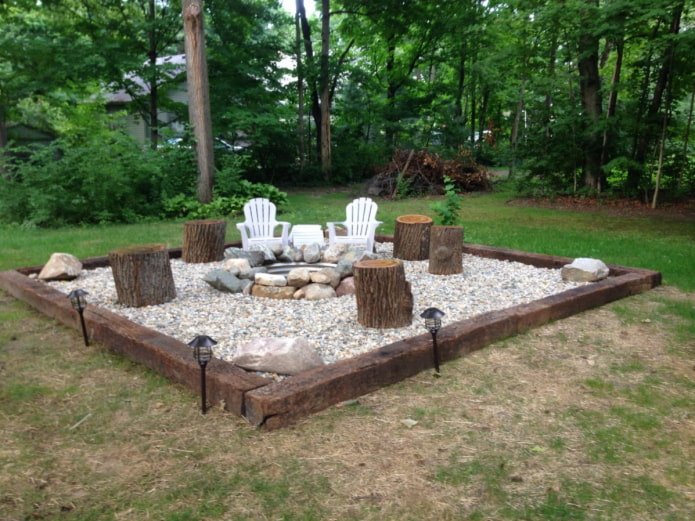 Espace feu de camp sur la propriété