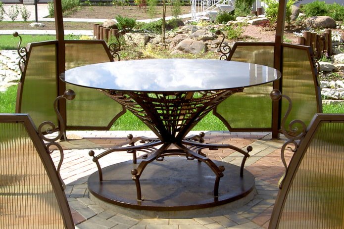 Table en miroir forgé à l'extérieur
