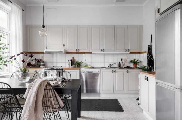 tapis dans une cuisine scandinave