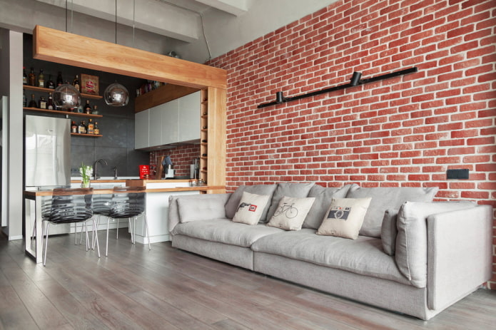 loft dans la cuisine-salon