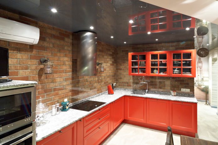 Tablier de cuisine en brique rouge